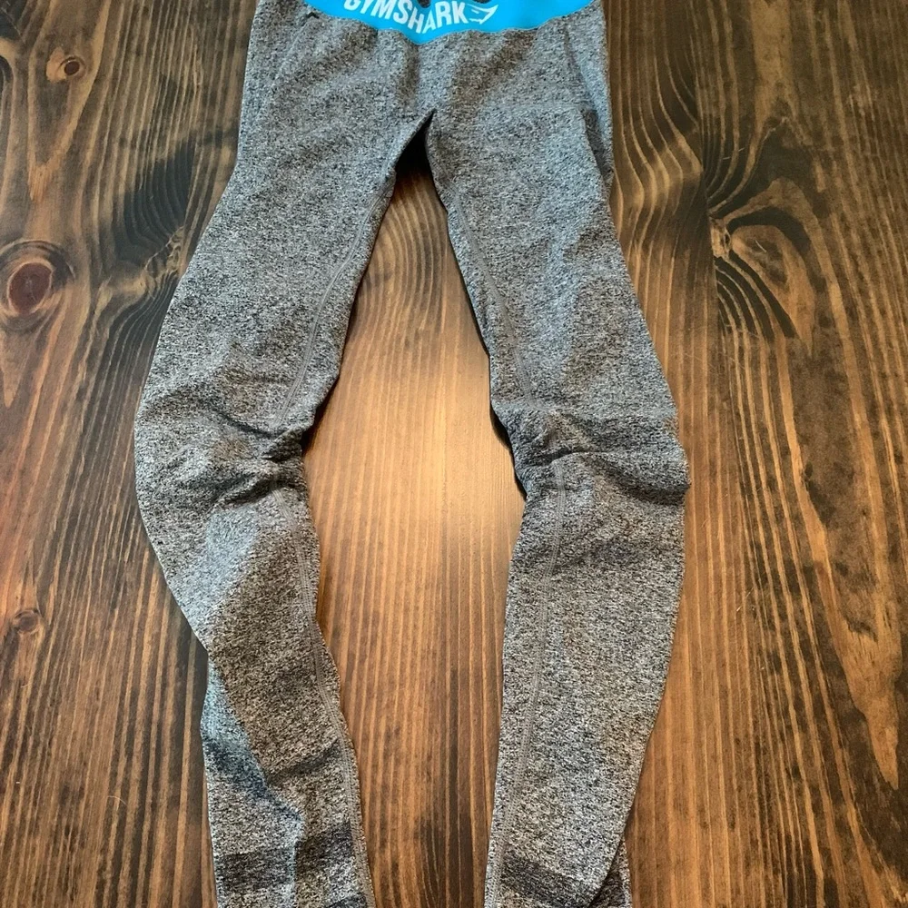 Gymshark Original Flex Leggings Grey/Cyan Size Small - Picture 3 of 4